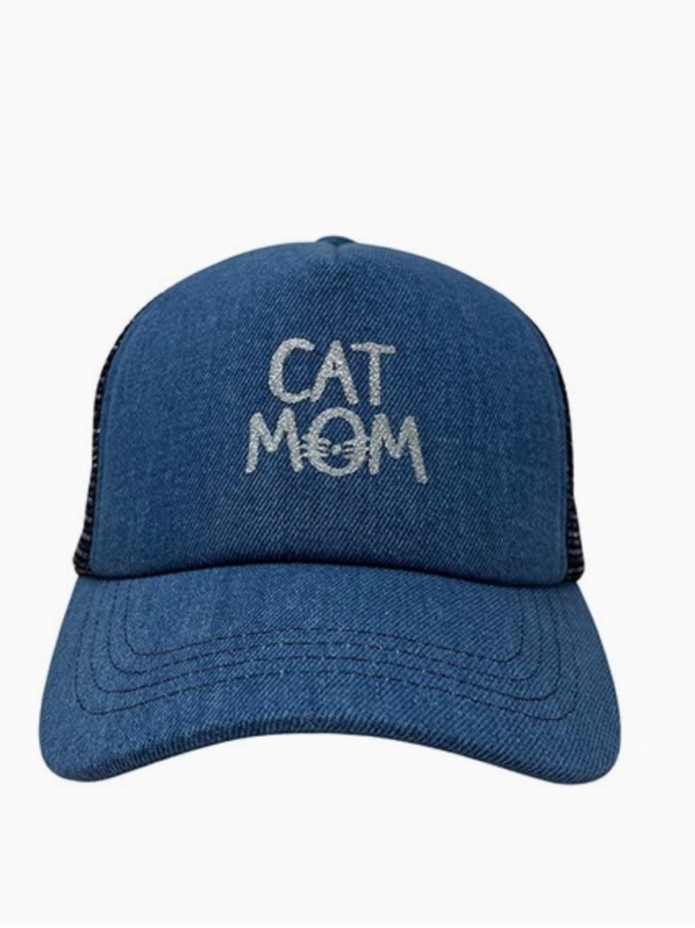 NWT Cat Mom Dark Denim Trucker Hat
